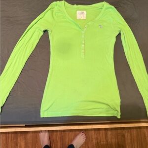 y2k Abercrombie and Fitch lime green long sleeve shirt